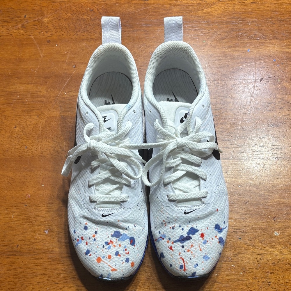 Nike White Sneakers with Colorful Splatter